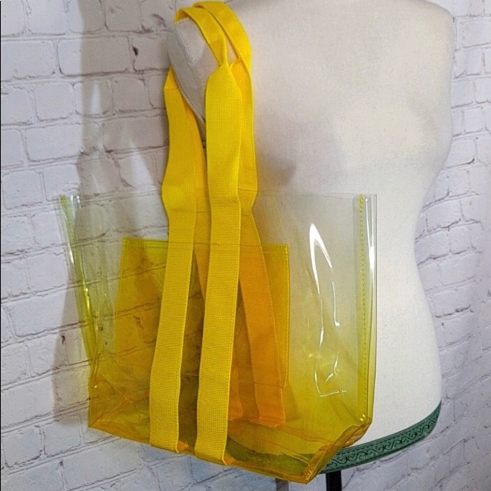 Saks Fifth Ave Clear Yellow Tote Bag